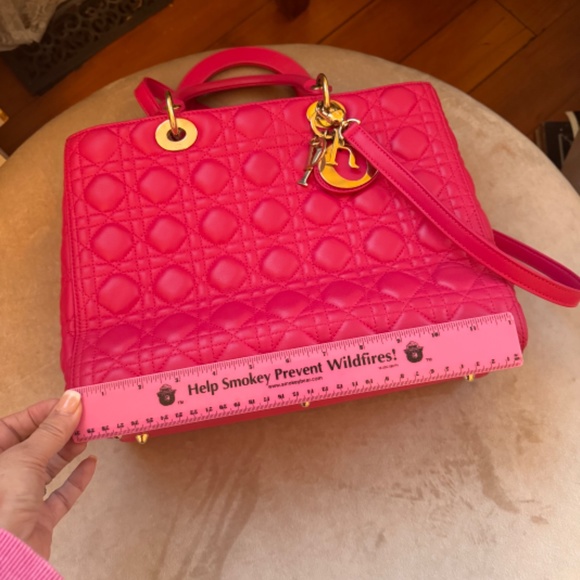 AUTHENTIC! *Barbie-Fuscia PINK* CHRISTIAN DIOR Lady Dior Cannage Lambskin - Picture 13 of 16